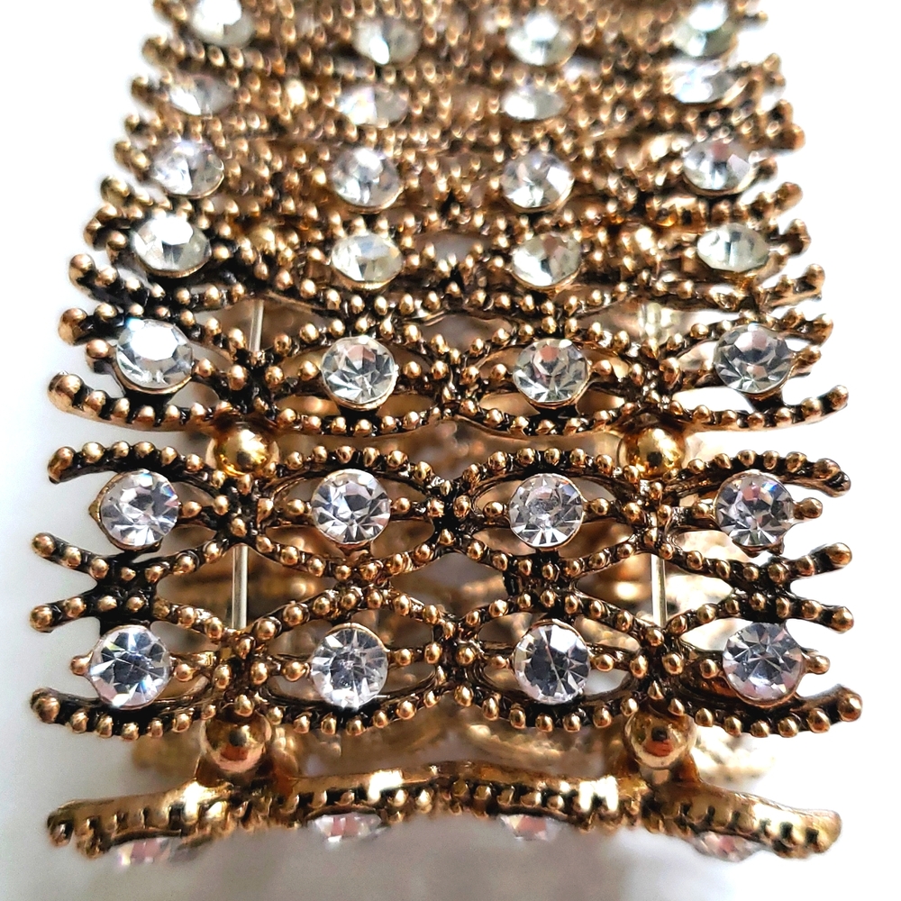 VTG Rhinestone filigree Goldmesh Bracelet - Picture 5 of 7